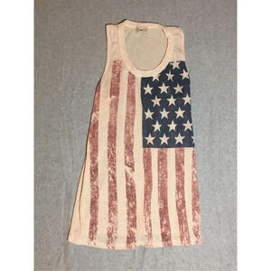 Womens Free Kisses Tank Top Size Medium American Flag Rodeo Knitted Casual